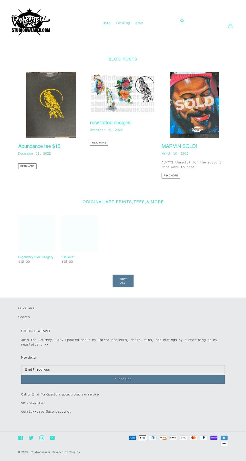 studiodweaver.com shopify website screenshot