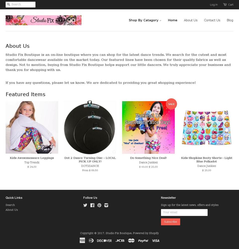 studiofixboutique.com shopify website screenshot