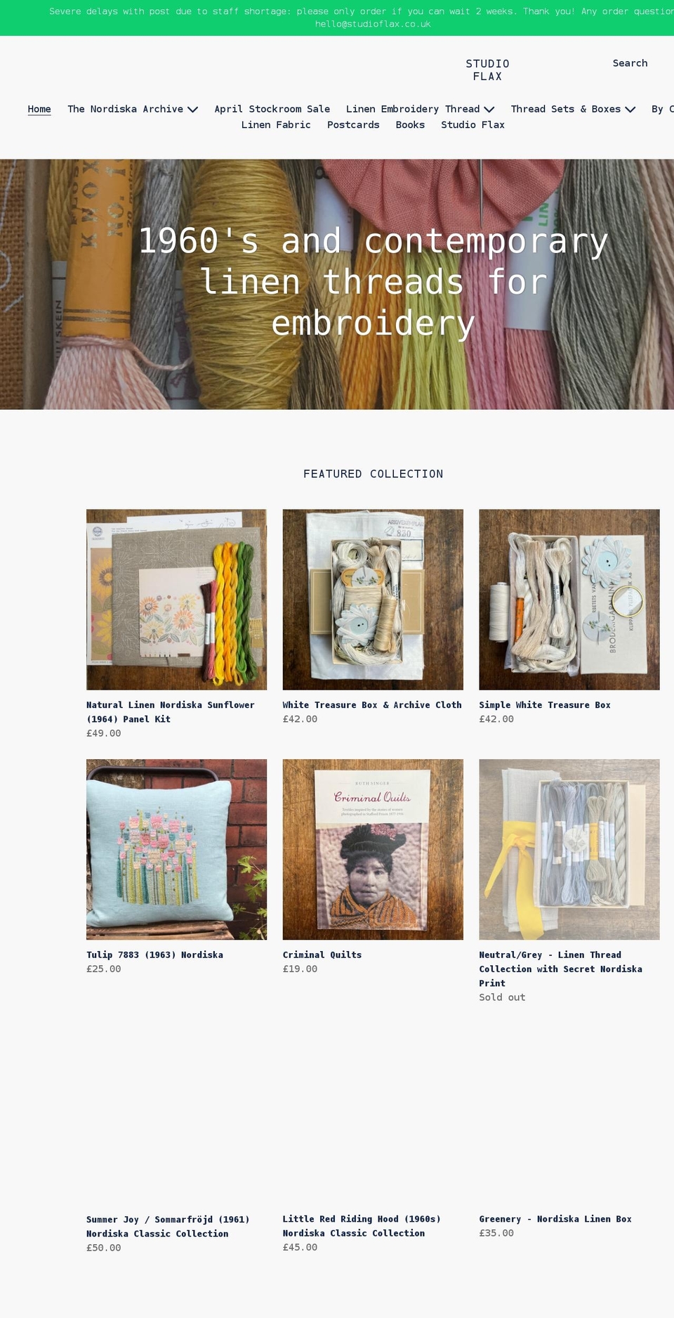 studioflax.co.uk shopify website screenshot