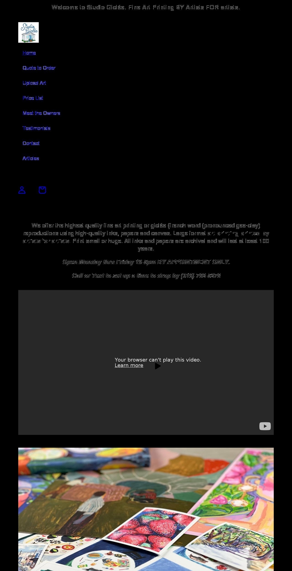 studiogiclee.com shopify website screenshot