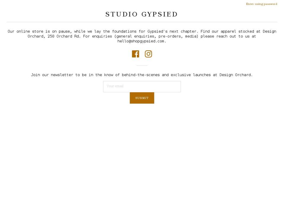 studiogypsied.com shopify website screenshot