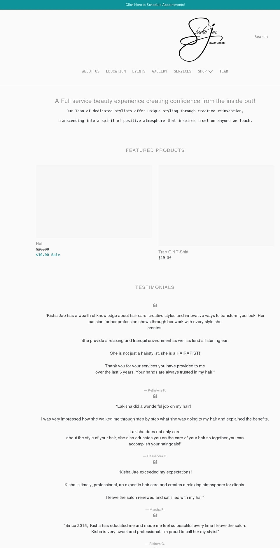 studiojaebeauty.com shopify website screenshot