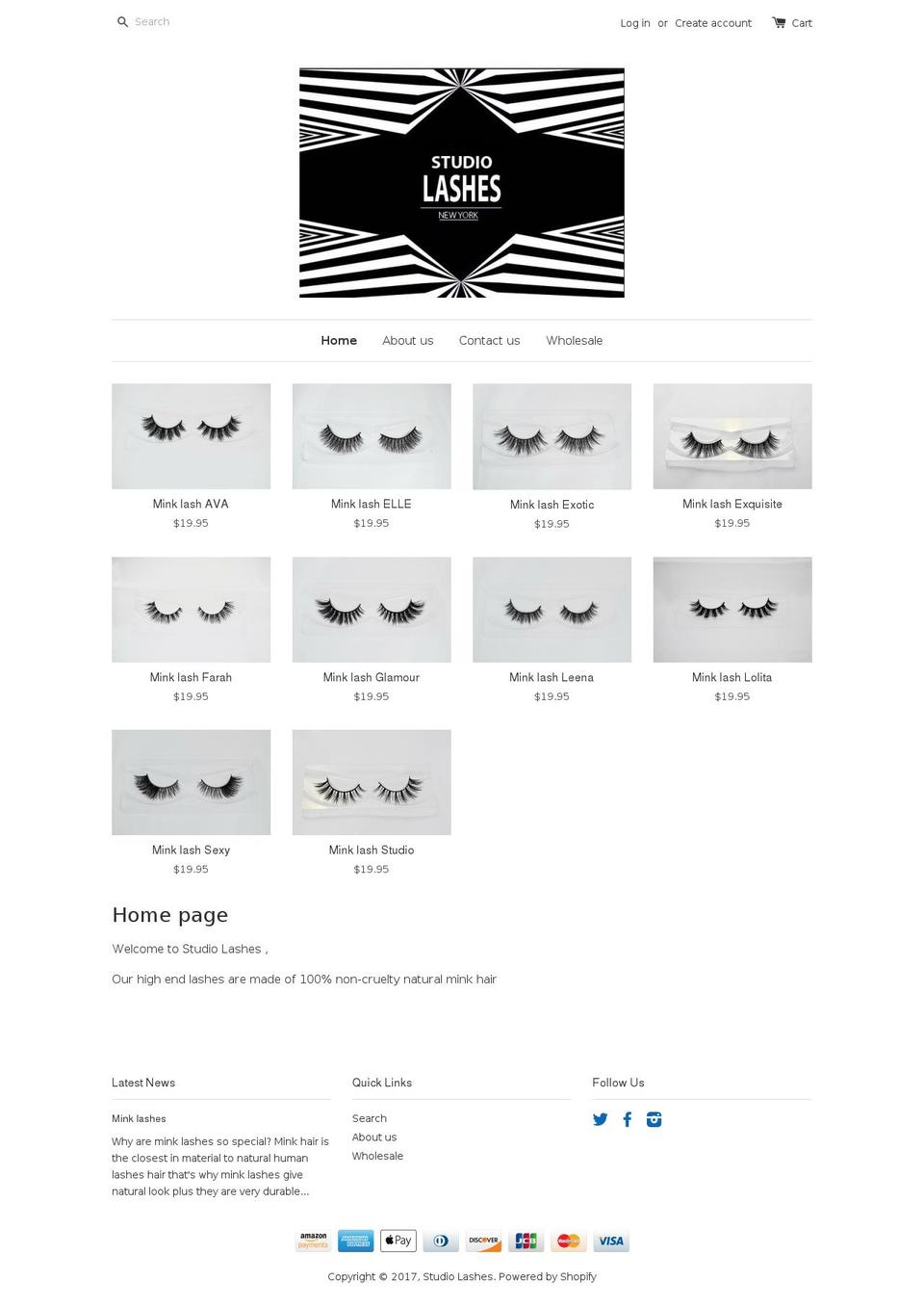 studiolashesny.com shopify website screenshot