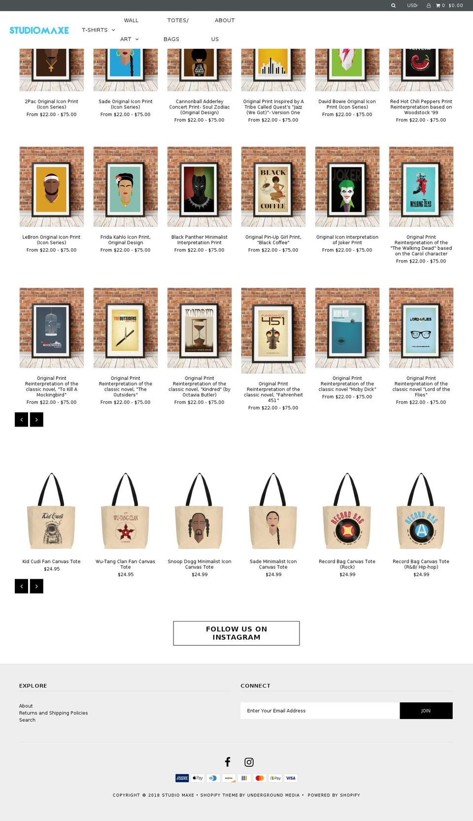studiomaxe.com shopify website screenshot