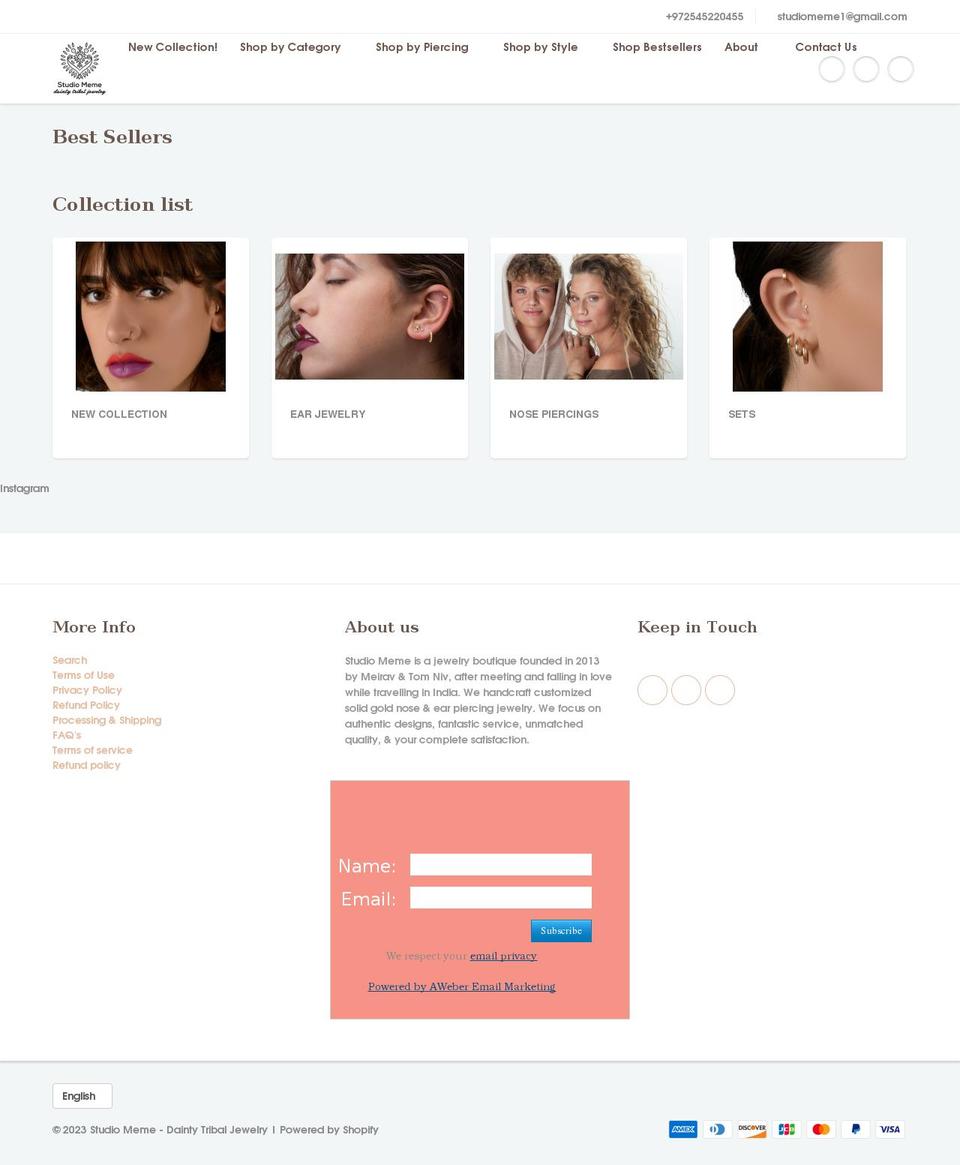 studiomeme.jewelry shopify website screenshot