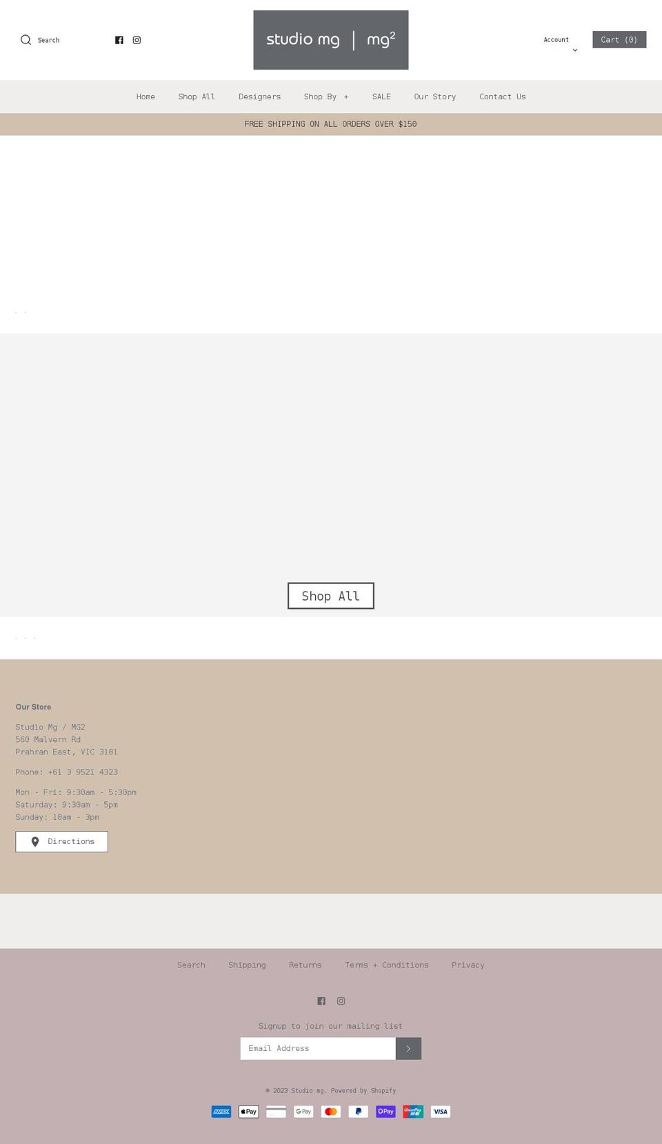 studiomg.com.au shopify website screenshot