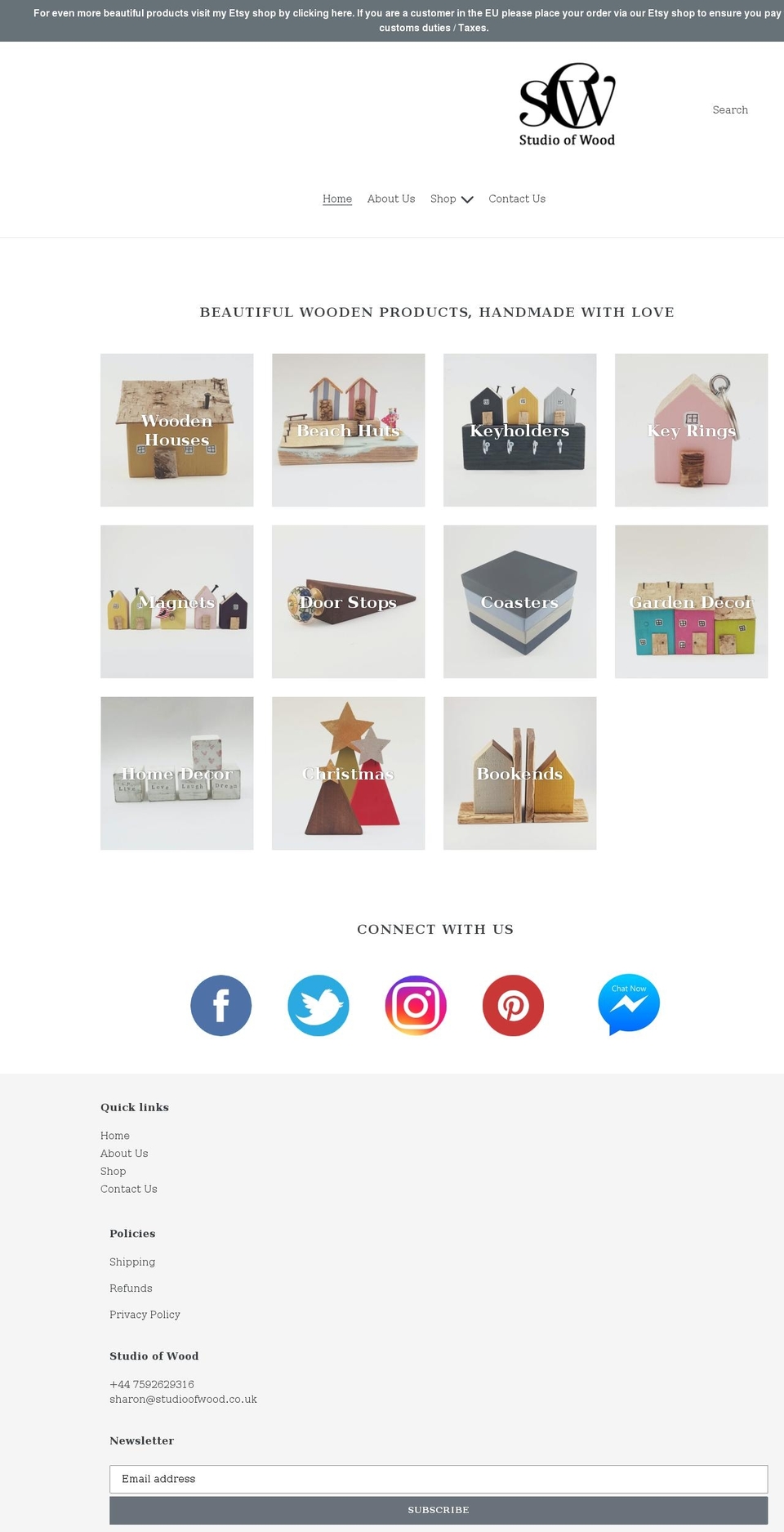 studioofwood.com shopify website screenshot