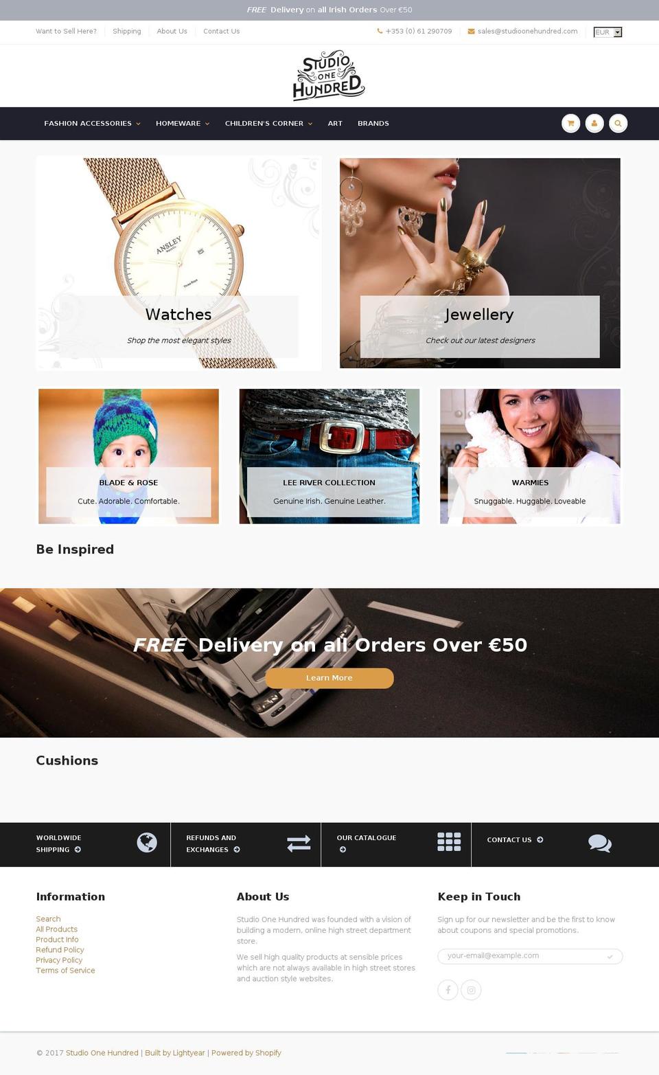 studioonehundred.com shopify website screenshot