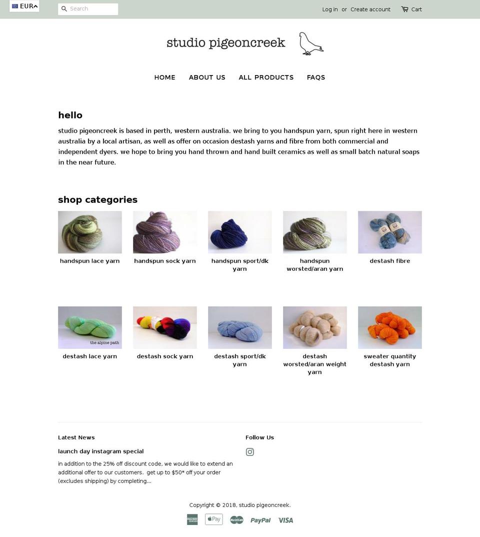 studiopigeoncreek.com — Shopify storefront screenshot
