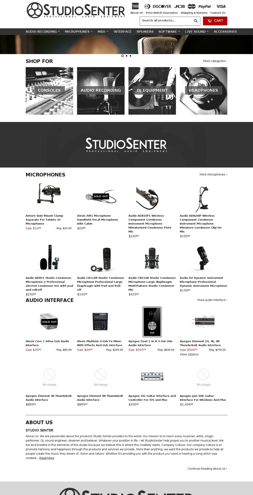 studiosenter.com — Shopify storefront screenshot