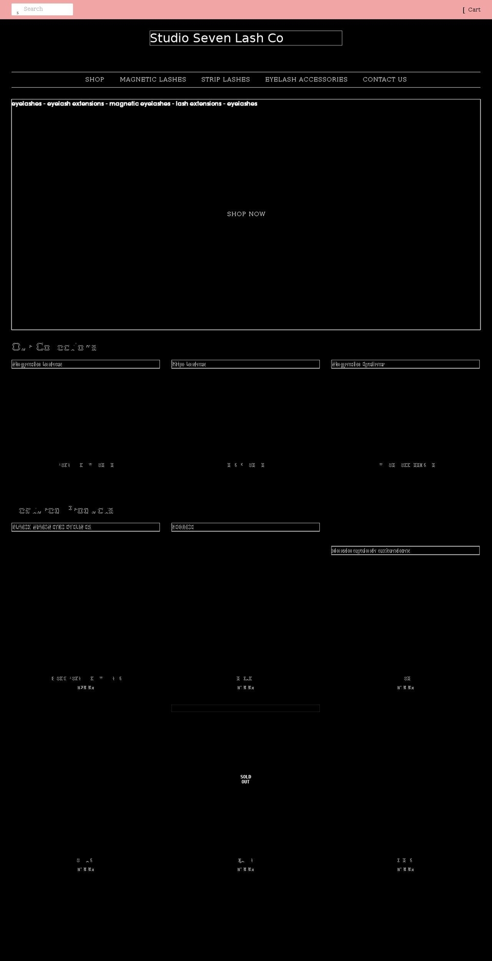 studiosevenlashco.com shopify website screenshot