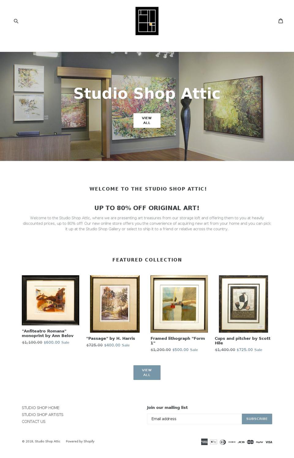 studioshopattic.com — Shopify storefront screenshot