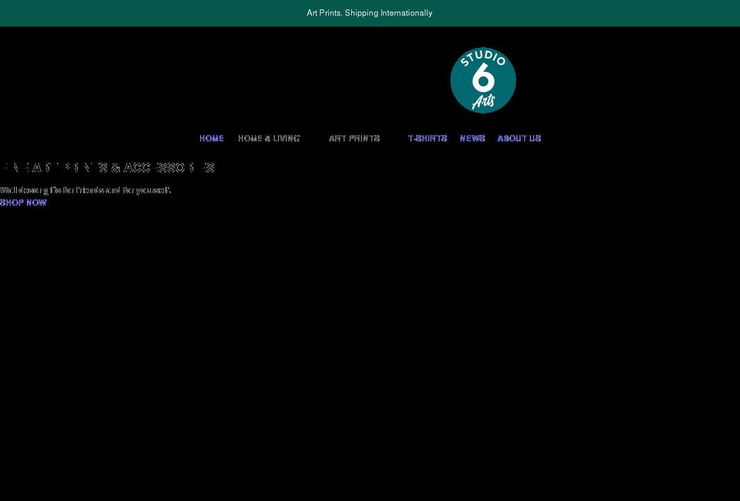studiosixarts.com shopify website screenshot