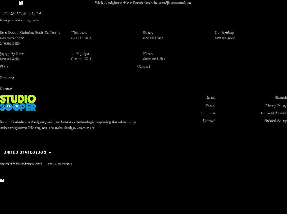 studiosooper.com shopify website screenshot