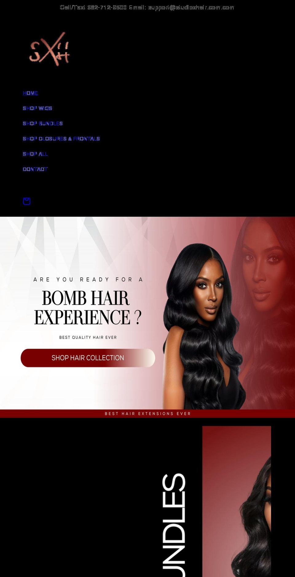 studioxhair.com shopify website screenshot