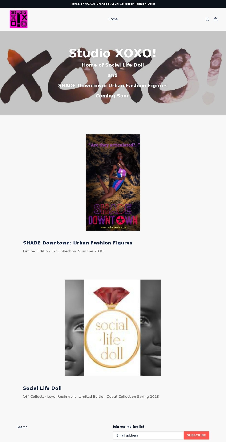 studioxoxodolls.com — Shopify storefront screenshot