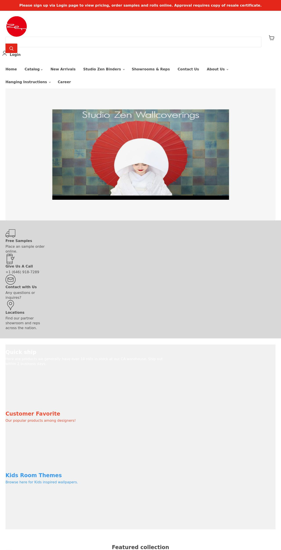 studiozenwallcoverings.com shopify website screenshot