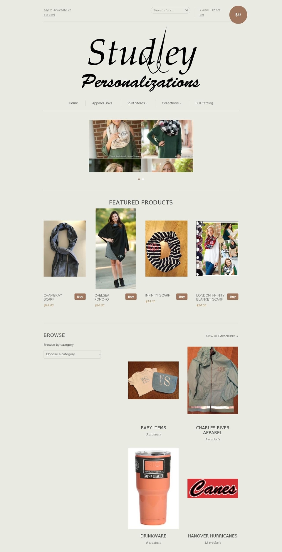 studleypersonalizations.com — Shopify storefront screenshot