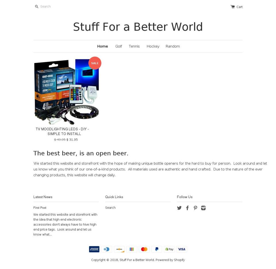 stuff-for-a-better-world.com — Shopify storefront screenshot