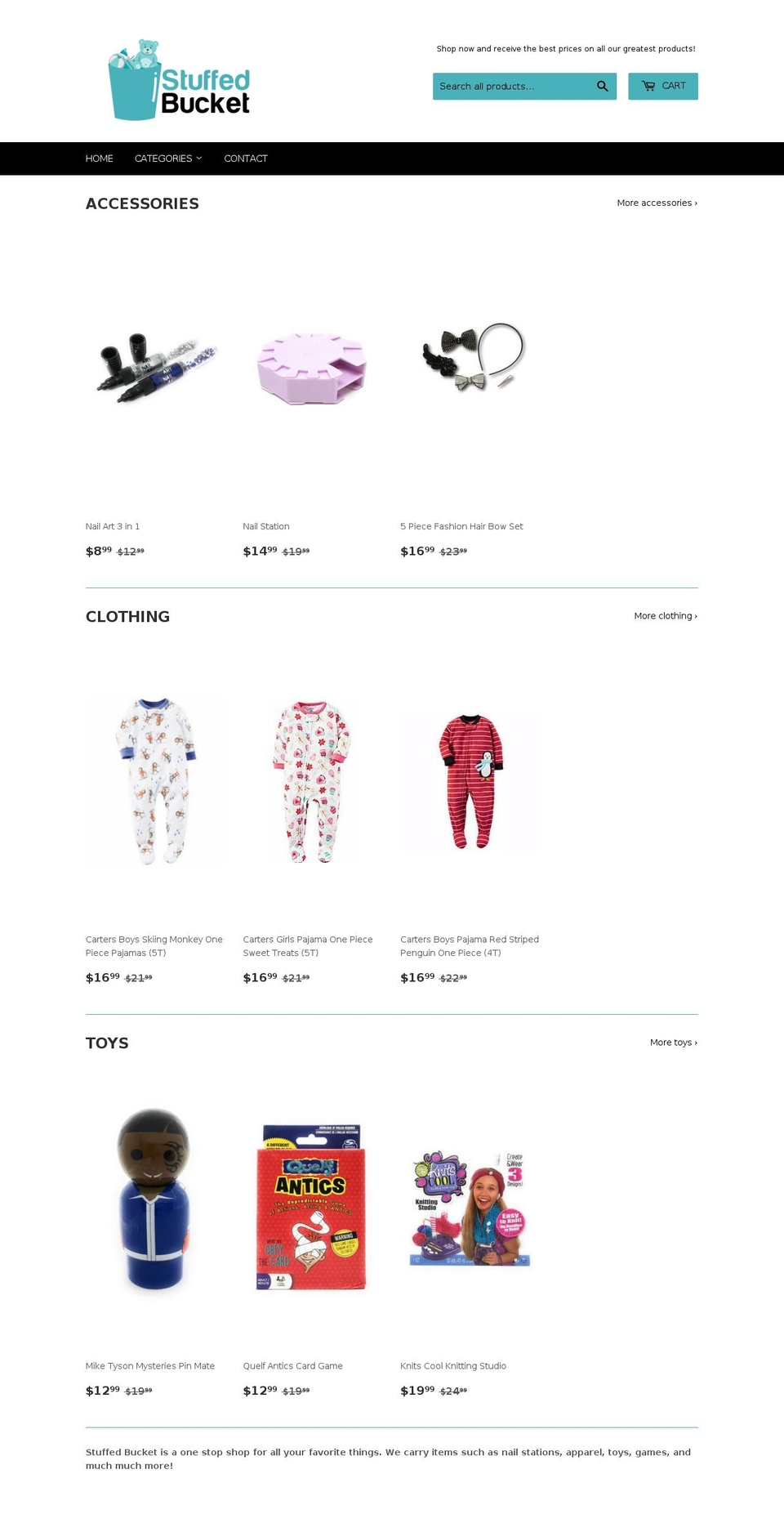 stuffedbucket.com — Shopify storefront screenshot
