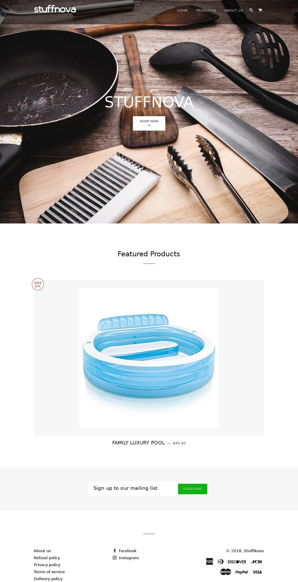 stuffnova.com shopify website screenshot