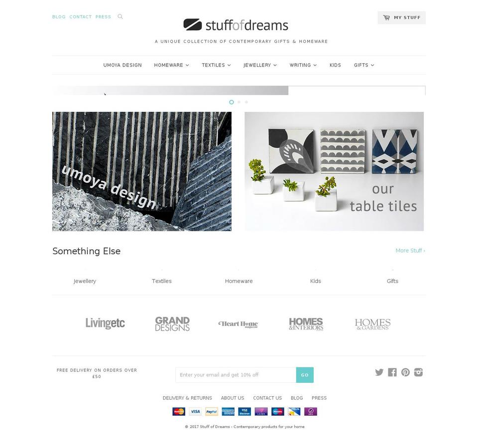 stuffofdreams.com shopify website screenshot