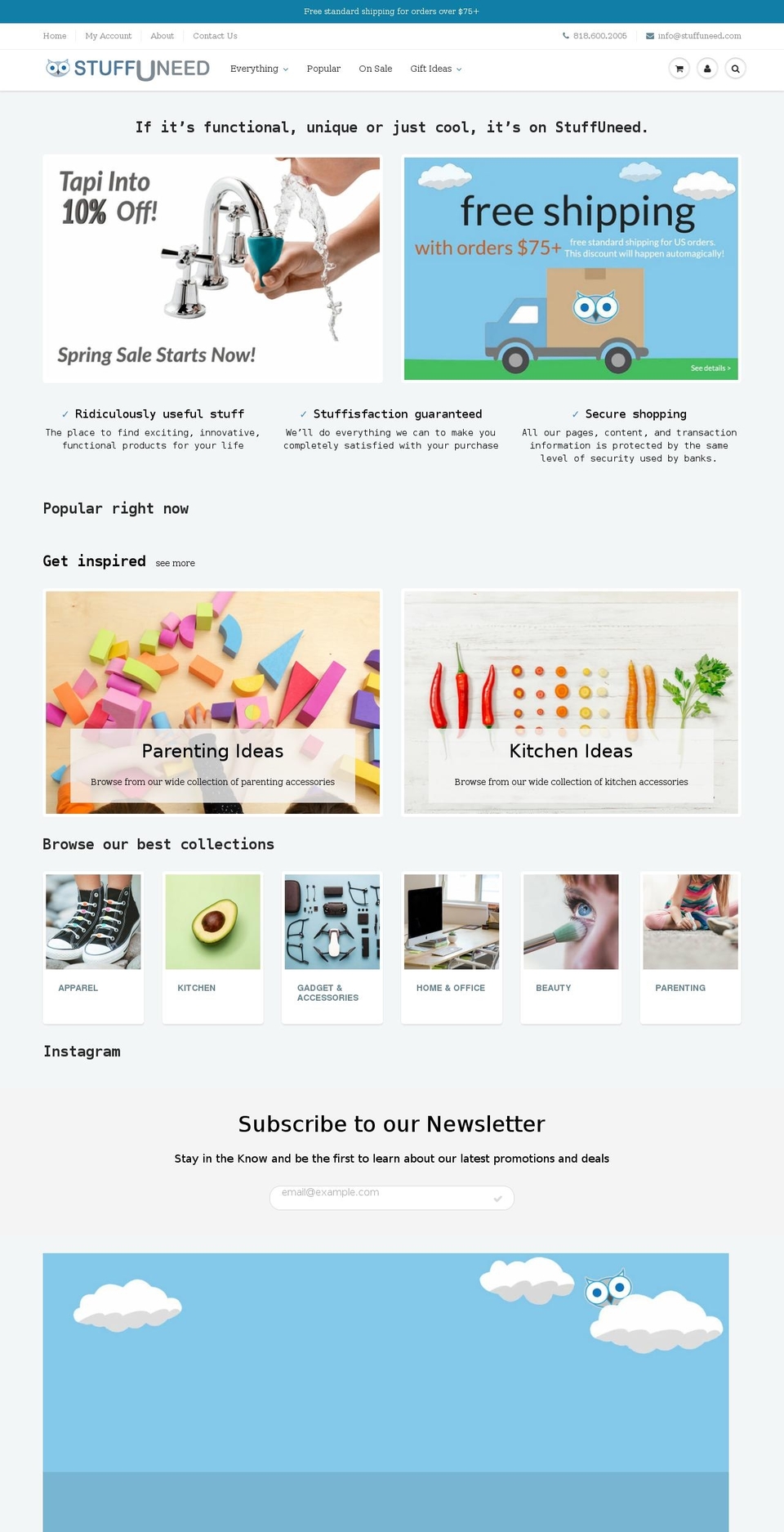 stuffuneed.com shopify website screenshot