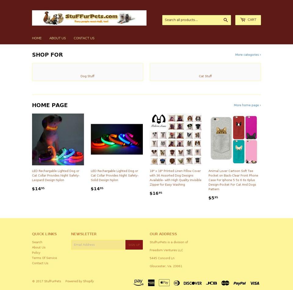 stuffurpets.com shopify website screenshot
