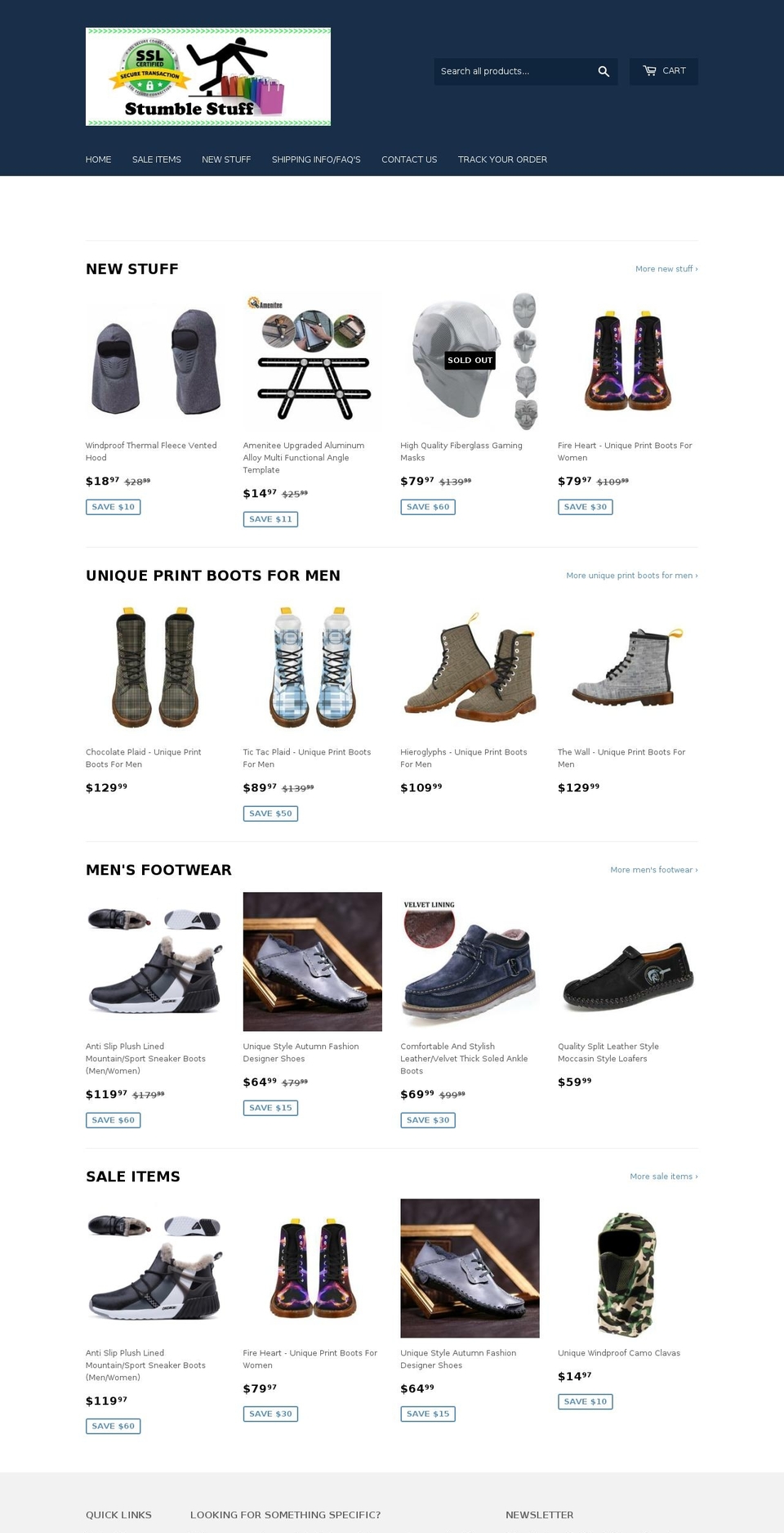 stumblestuff.com shopify website screenshot