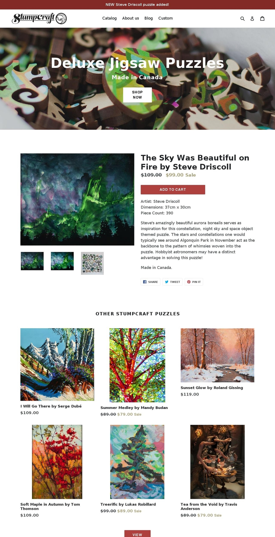 stumpcraftpuzzles.com — Shopify storefront screenshot