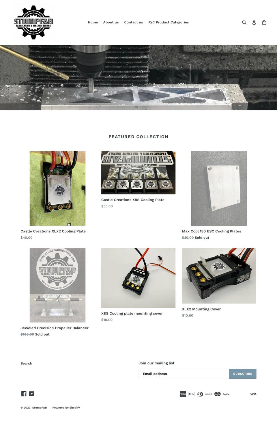 stumpfabrication.com shopify website screenshot