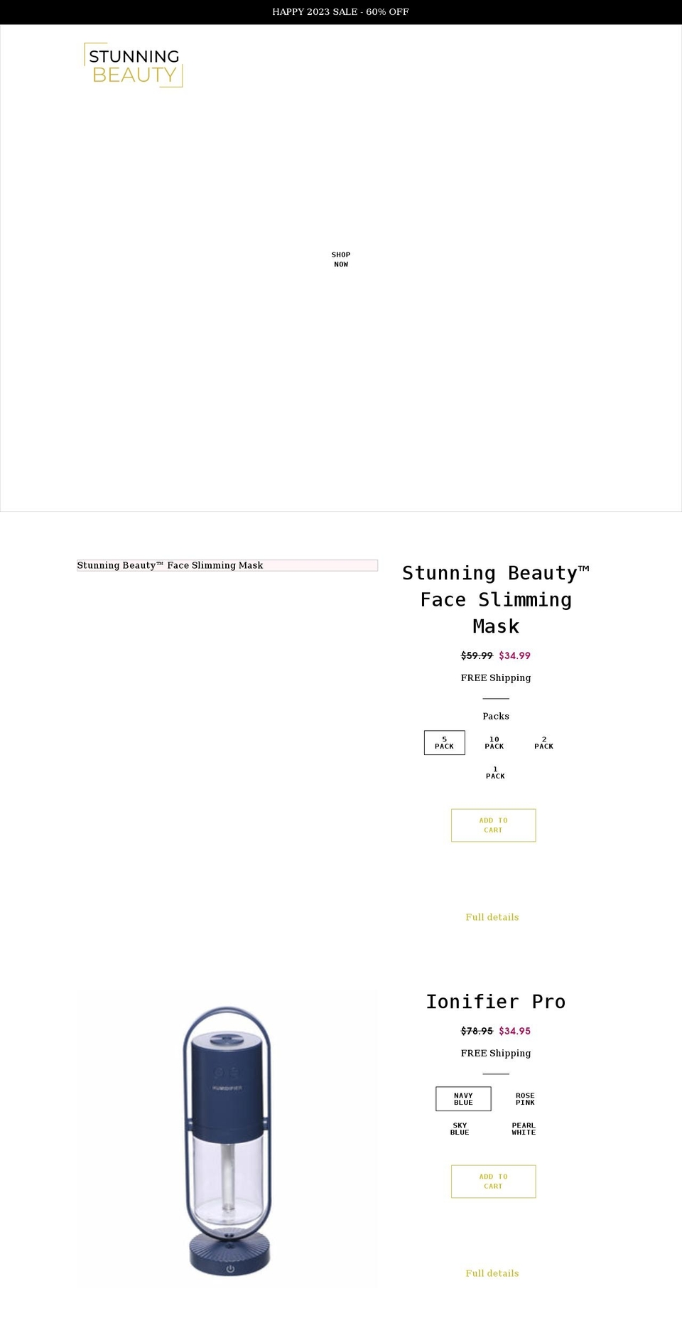 stunningbeautywear.com shopify website screenshot