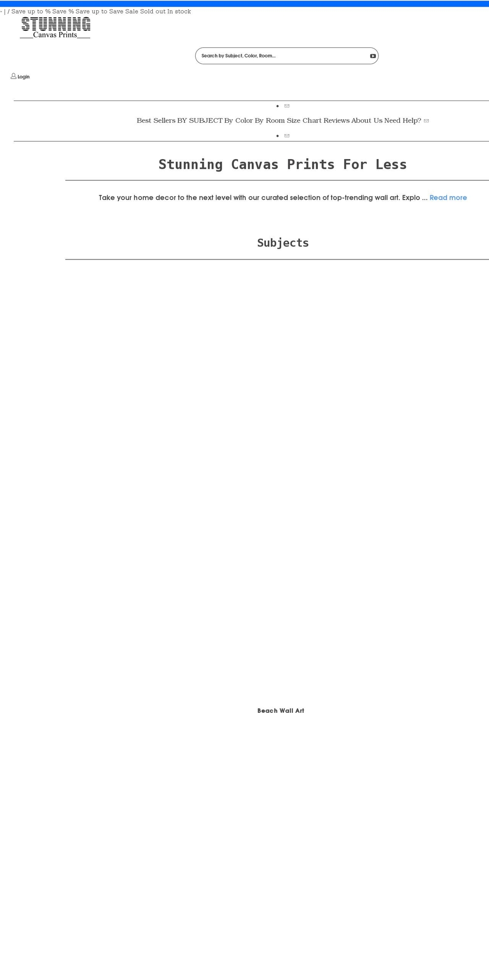 stunningcanvasprints.com shopify website screenshot