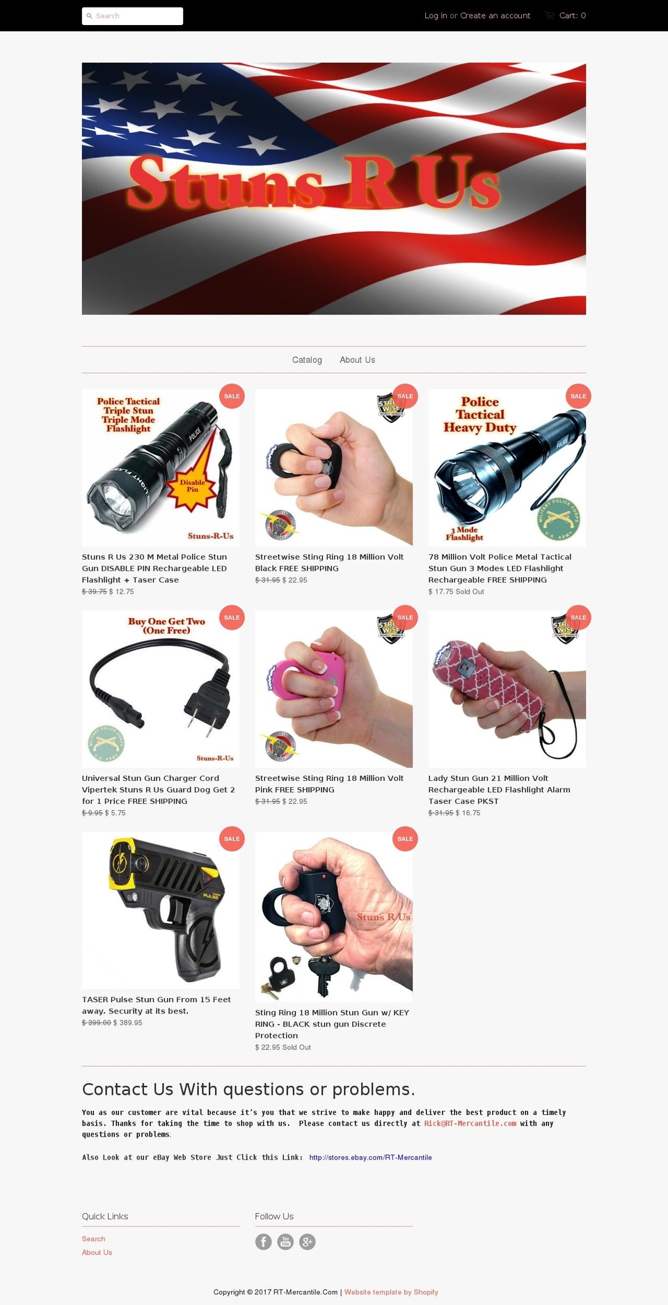 stunsrus.com shopify website screenshot