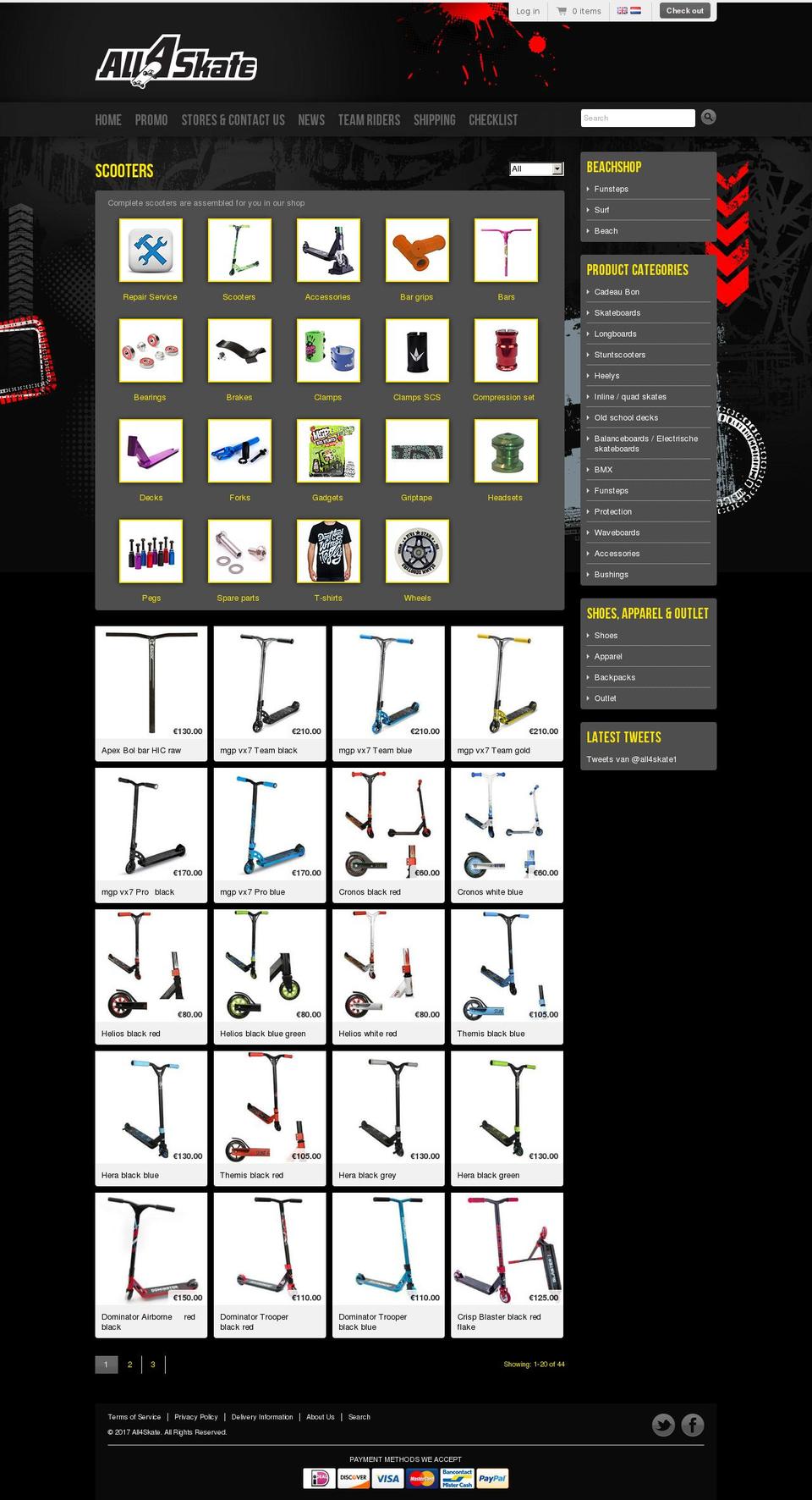 stuntscooters.be shopify website screenshot