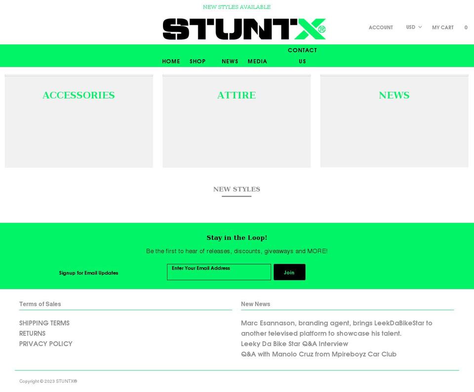 stuntx.store shopify website screenshot