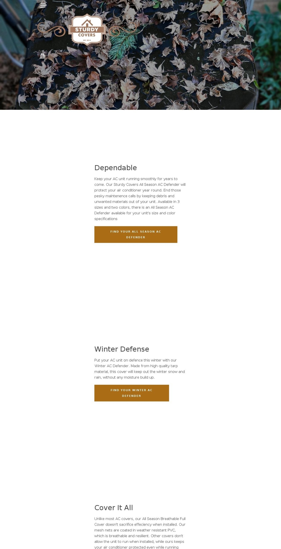 sturdycovers.com shopify website screenshot