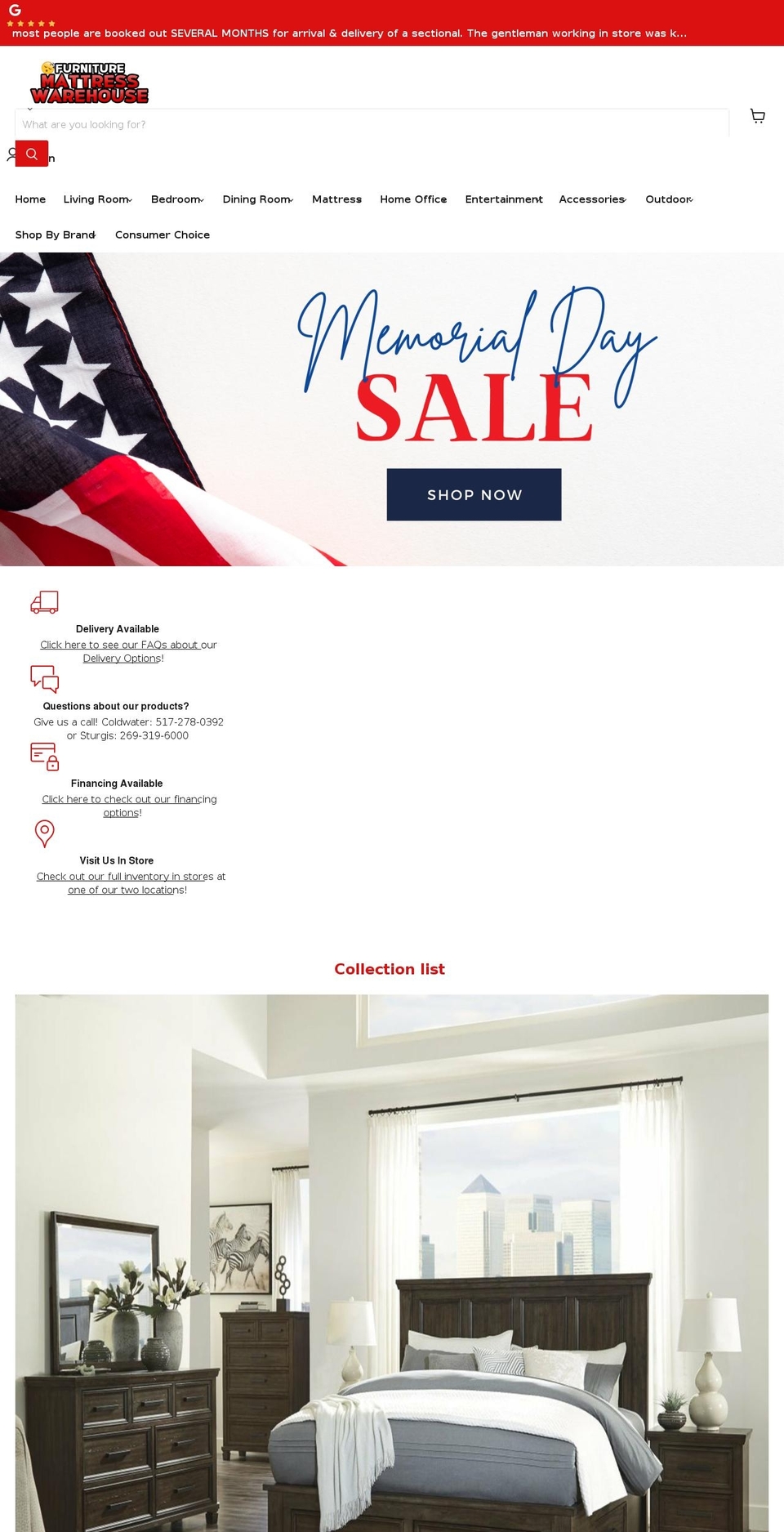 sturgismattresswarehouse.com shopify website screenshot