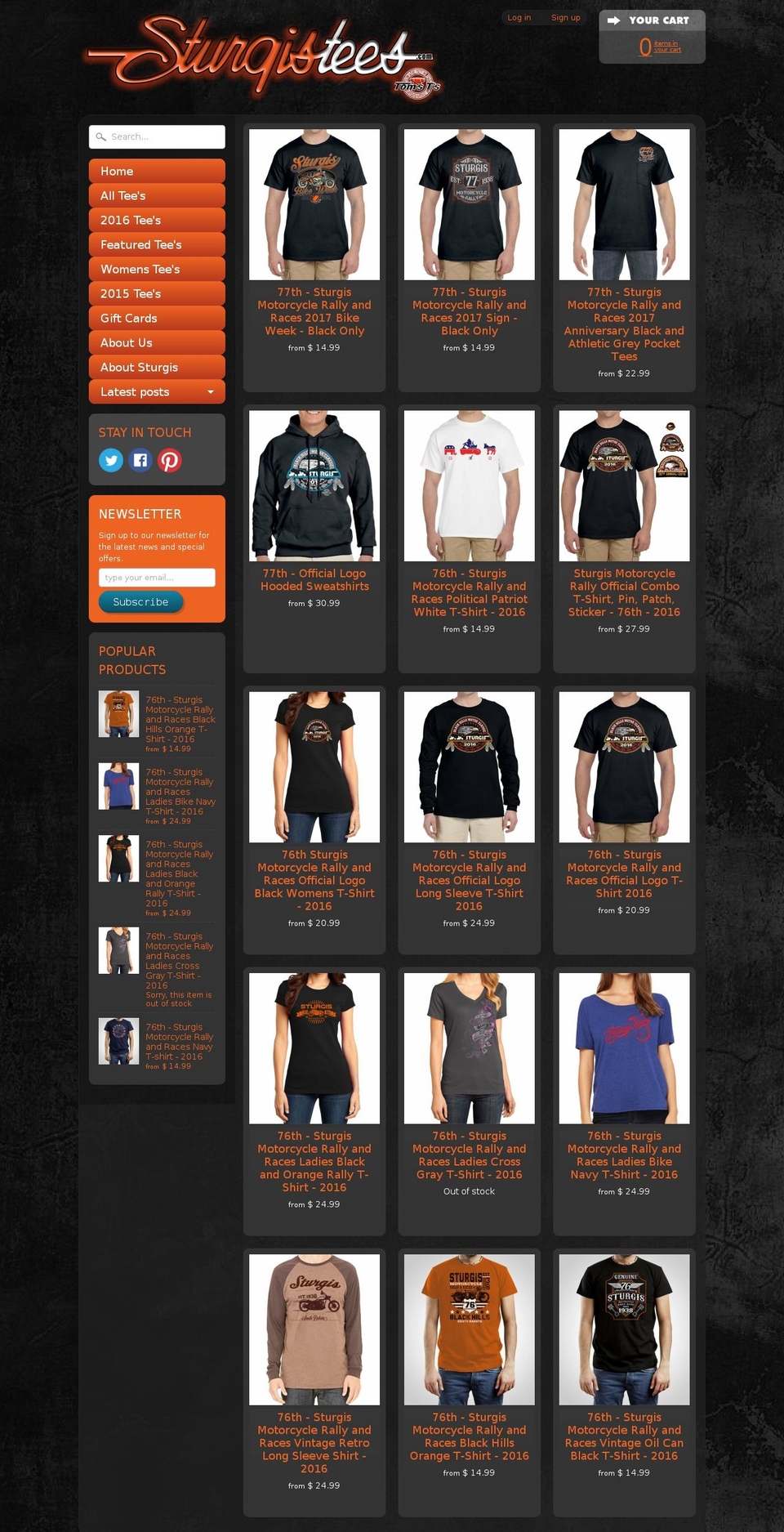 sturgistees.com shopify website screenshot