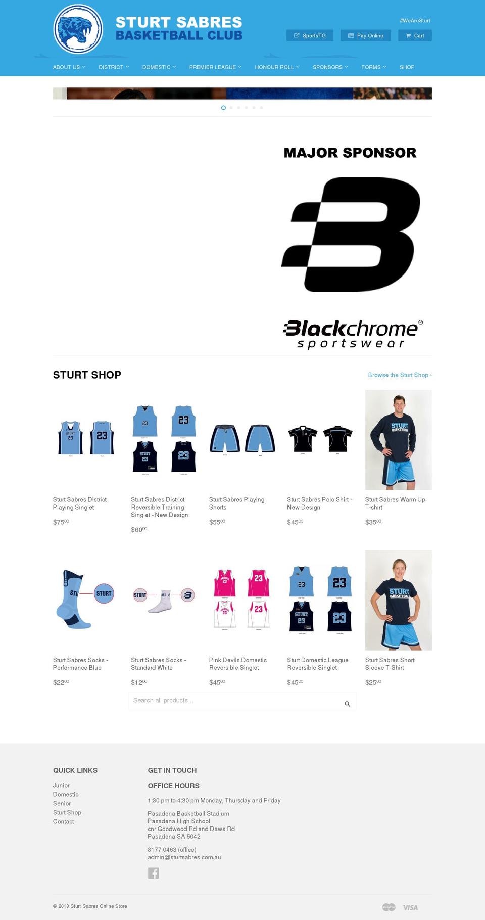 sturtsabres.com.au shopify website screenshot