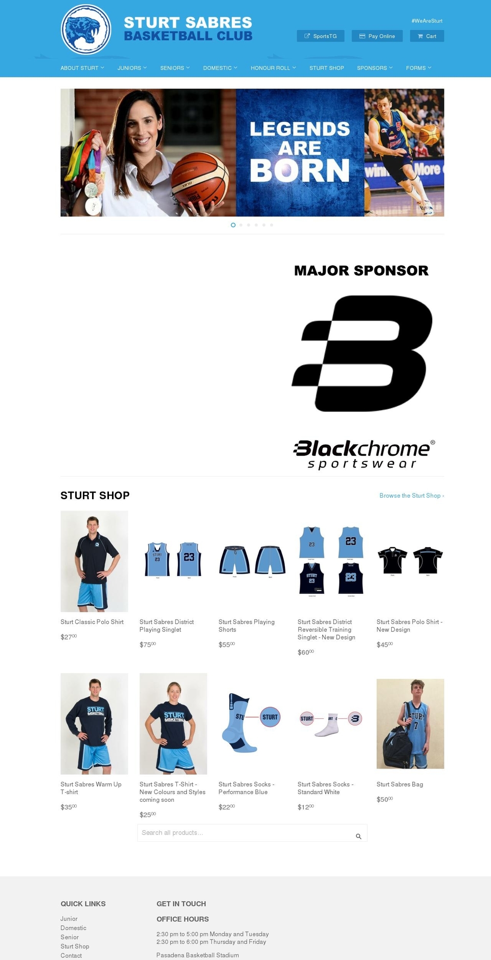 sturtsabres.com shopify website screenshot