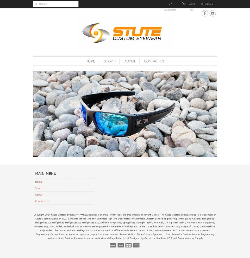 stutecustomeyewear.com shopify website screenshot