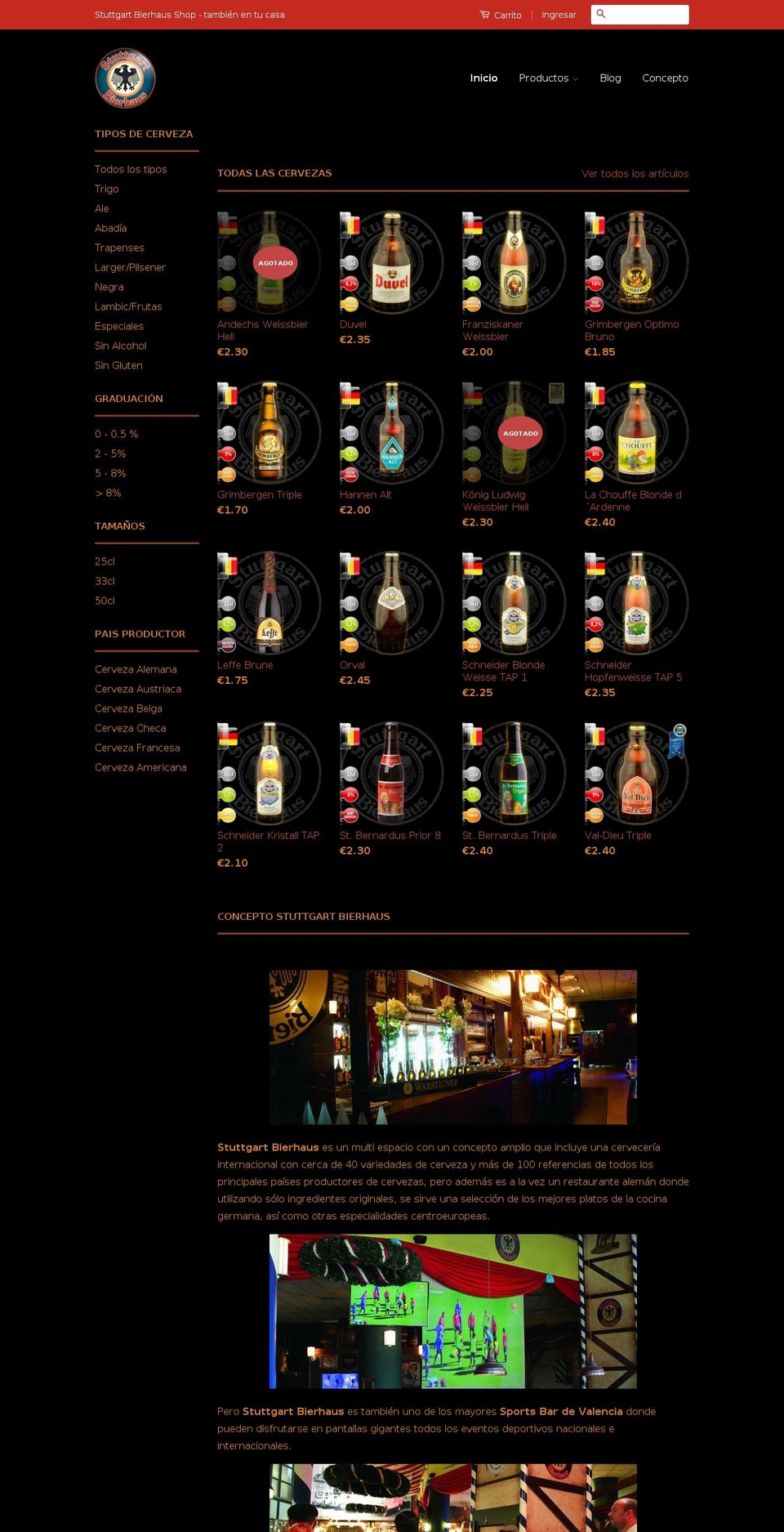 stuttgartbierhausshop.com shopify website screenshot