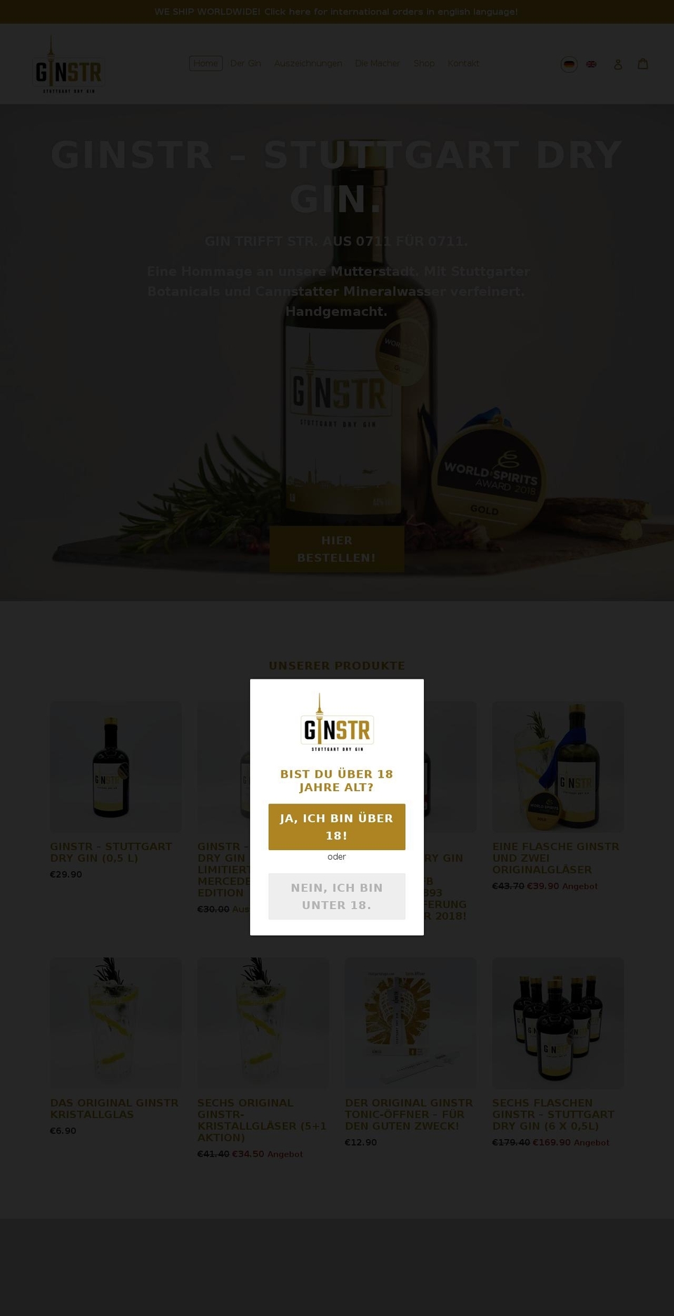 stuttgartdistillers.com shopify website screenshot