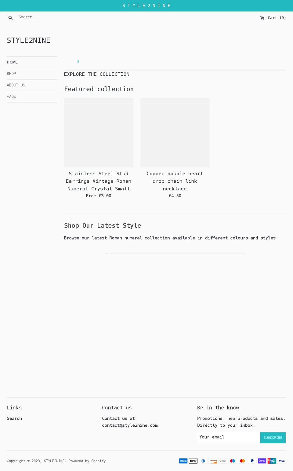 style2nine.com shopify website screenshot