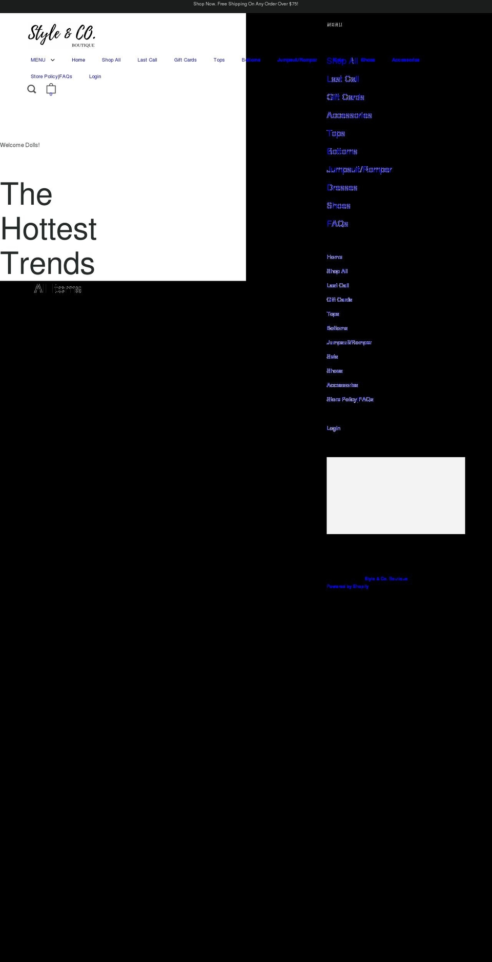 styleandcoboutique.com shopify website screenshot
