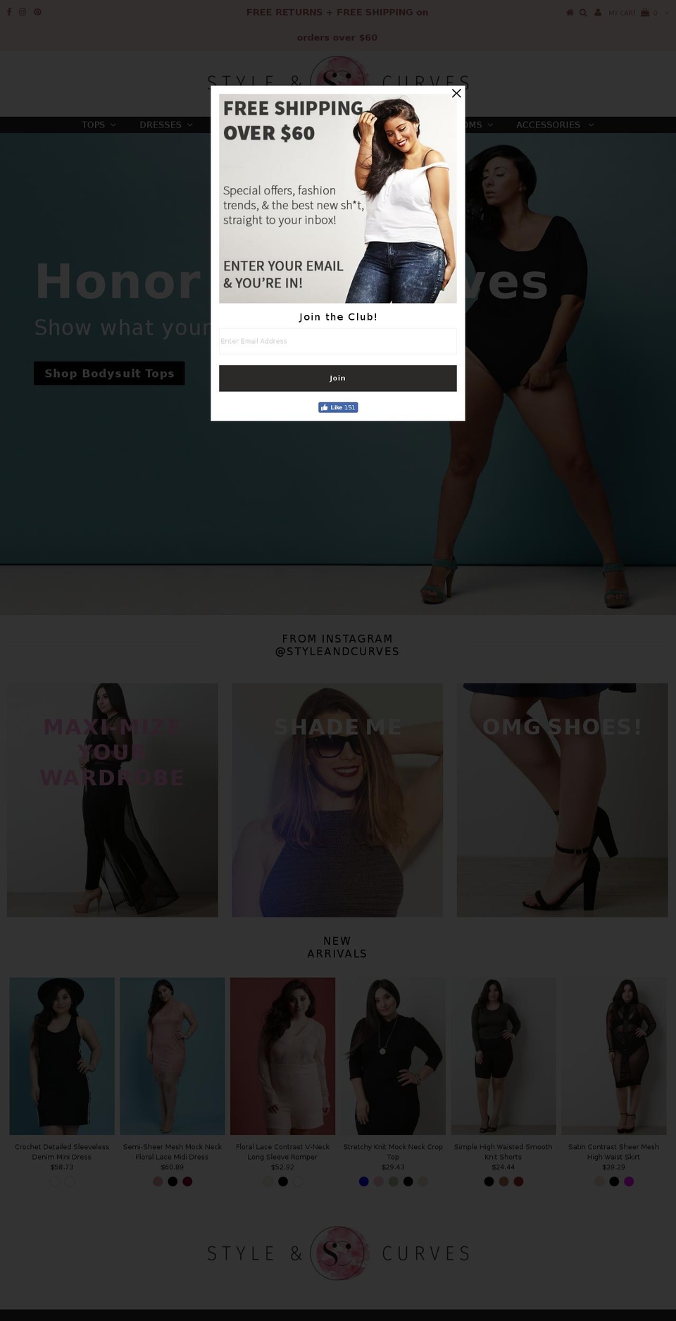 styleandcurves.com — Shopify storefront screenshot