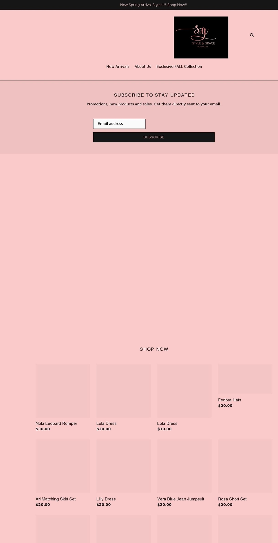styleandgraceboutique.shop shopify website screenshot