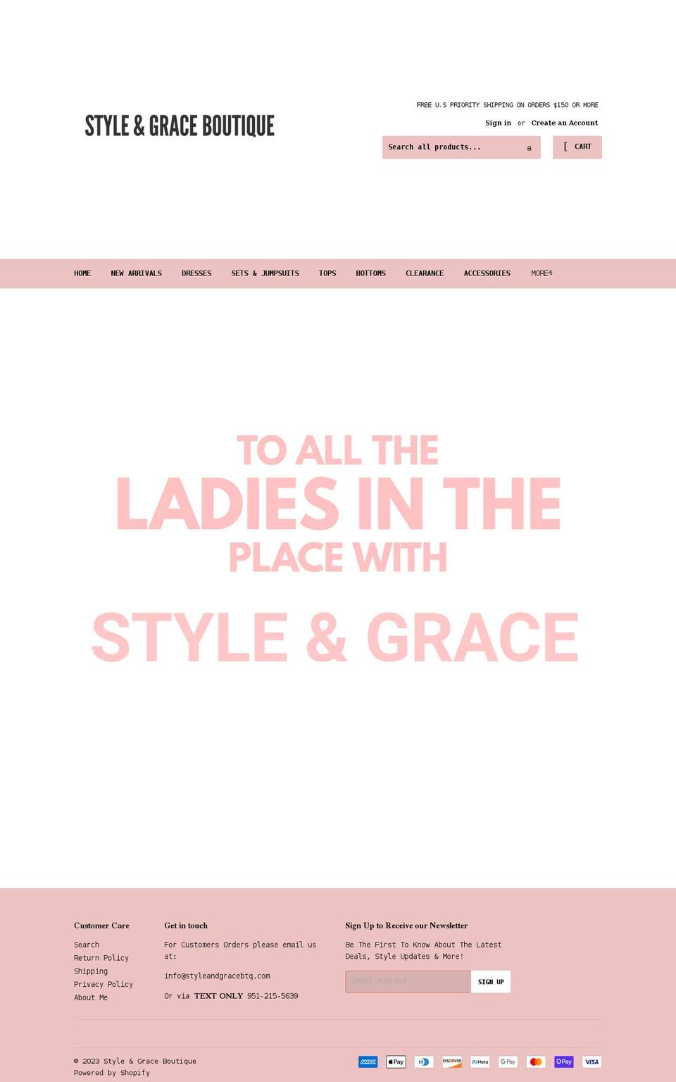 styleandgracebtq.com shopify website screenshot