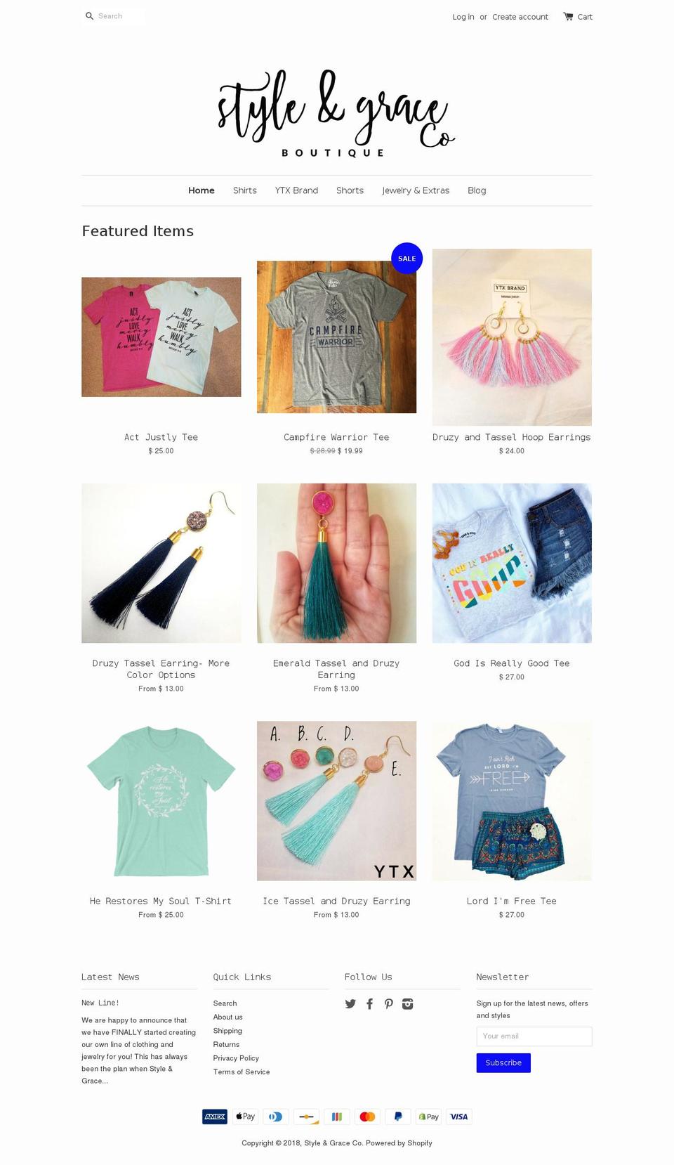 styleandgraceco.com shopify website screenshot